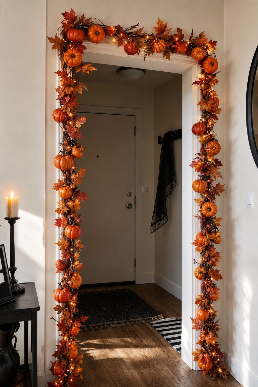 Build a Pumpkin Archway That Frames the Entry small apartment idea for Top 20 Halloween Decor Ideas for Small Apartments.
