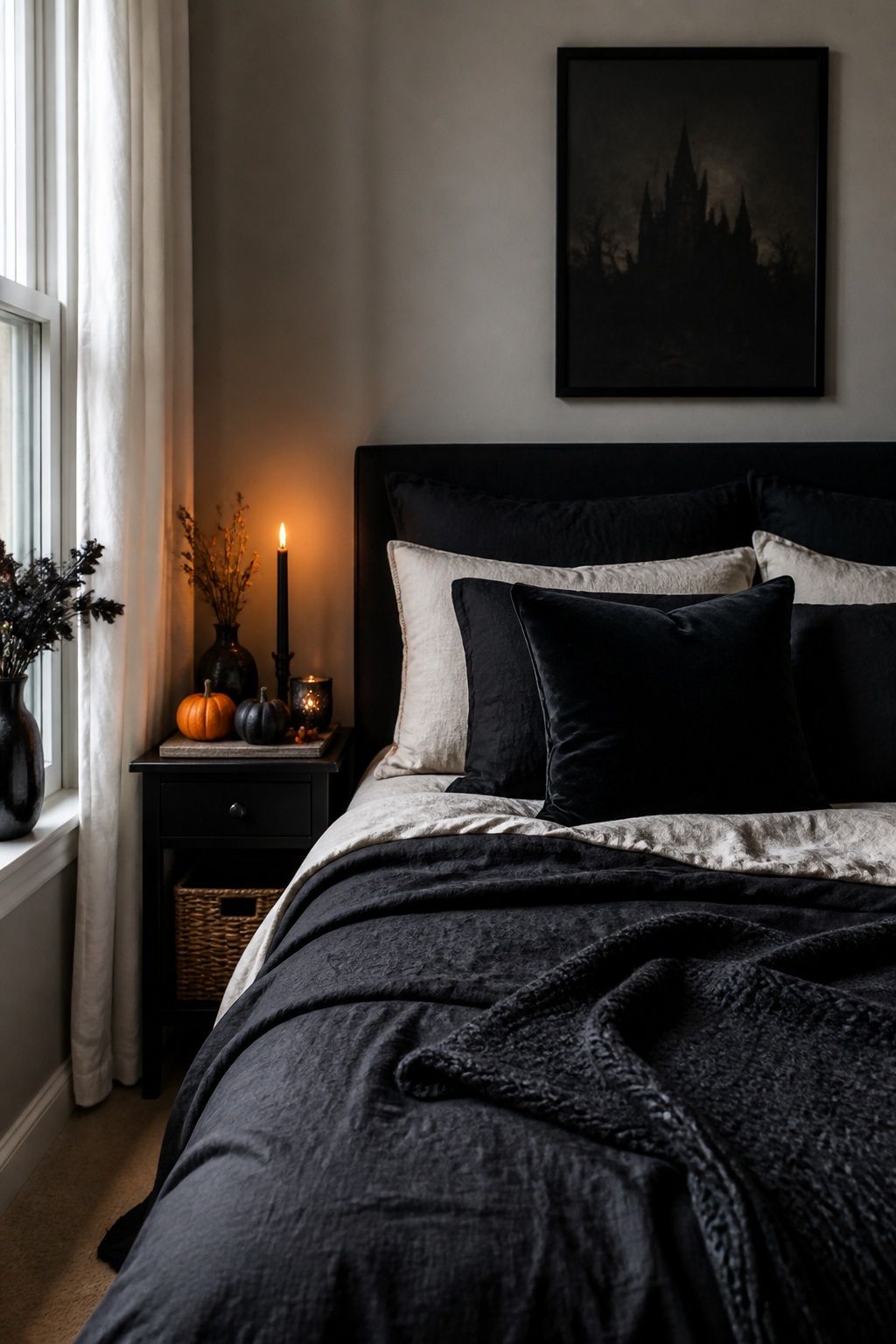 Add a Gothic Touch to the Bedroom small apartment idea for Top 20 Halloween Decor Ideas for Small Apartments.