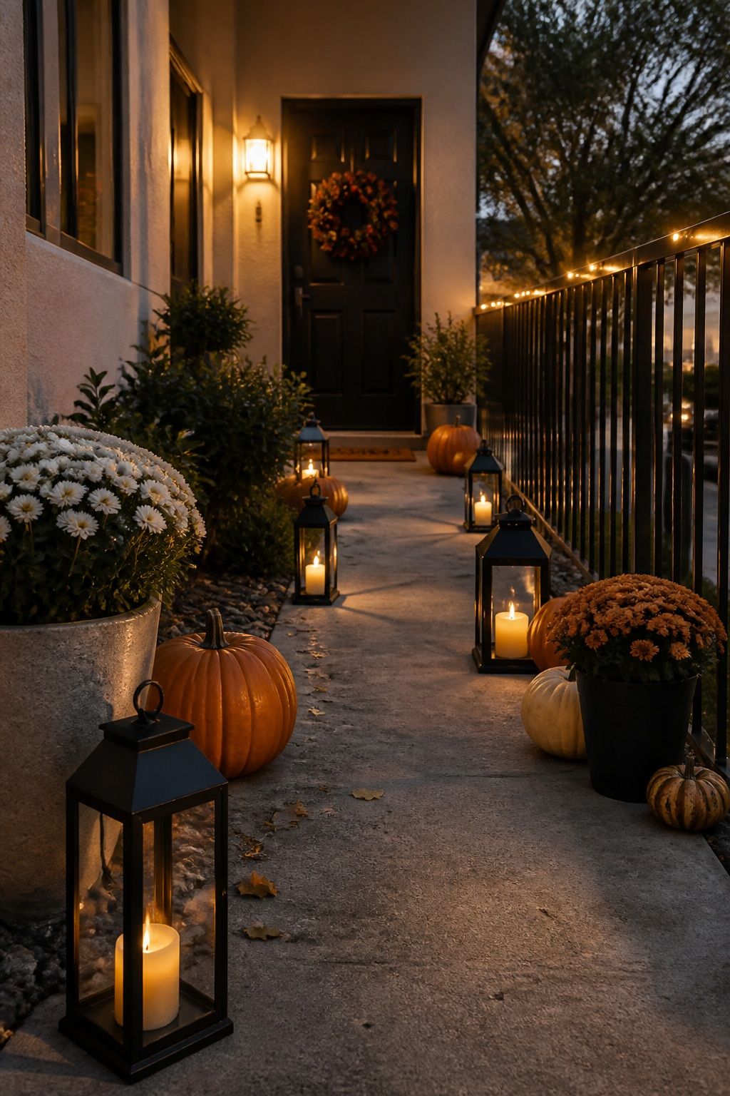 Light the Exterior With Lanterns and a Glowing Path small apartment idea for Top 20 Halloween Decor Ideas for Small Apartments.