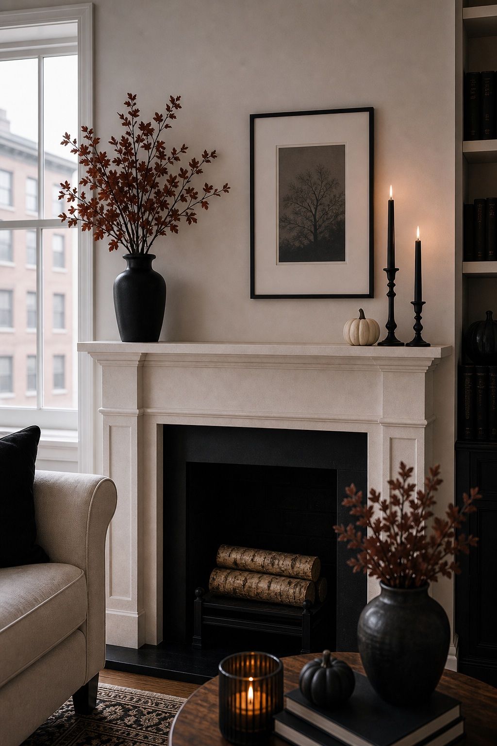 Avoid Overcrowding: Leave Breathing Room small apartment idea for Top 16 Halloween Fireplace Decor Ideas for Small Spaces.