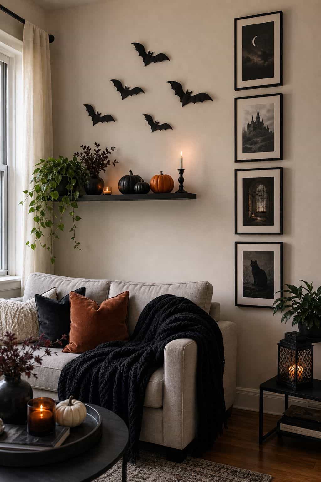 Use Vertical Wall Decor in Small Spaces small apartment idea for Top 20 Halloween Living Room Decor Ideas for Small Apartments.
