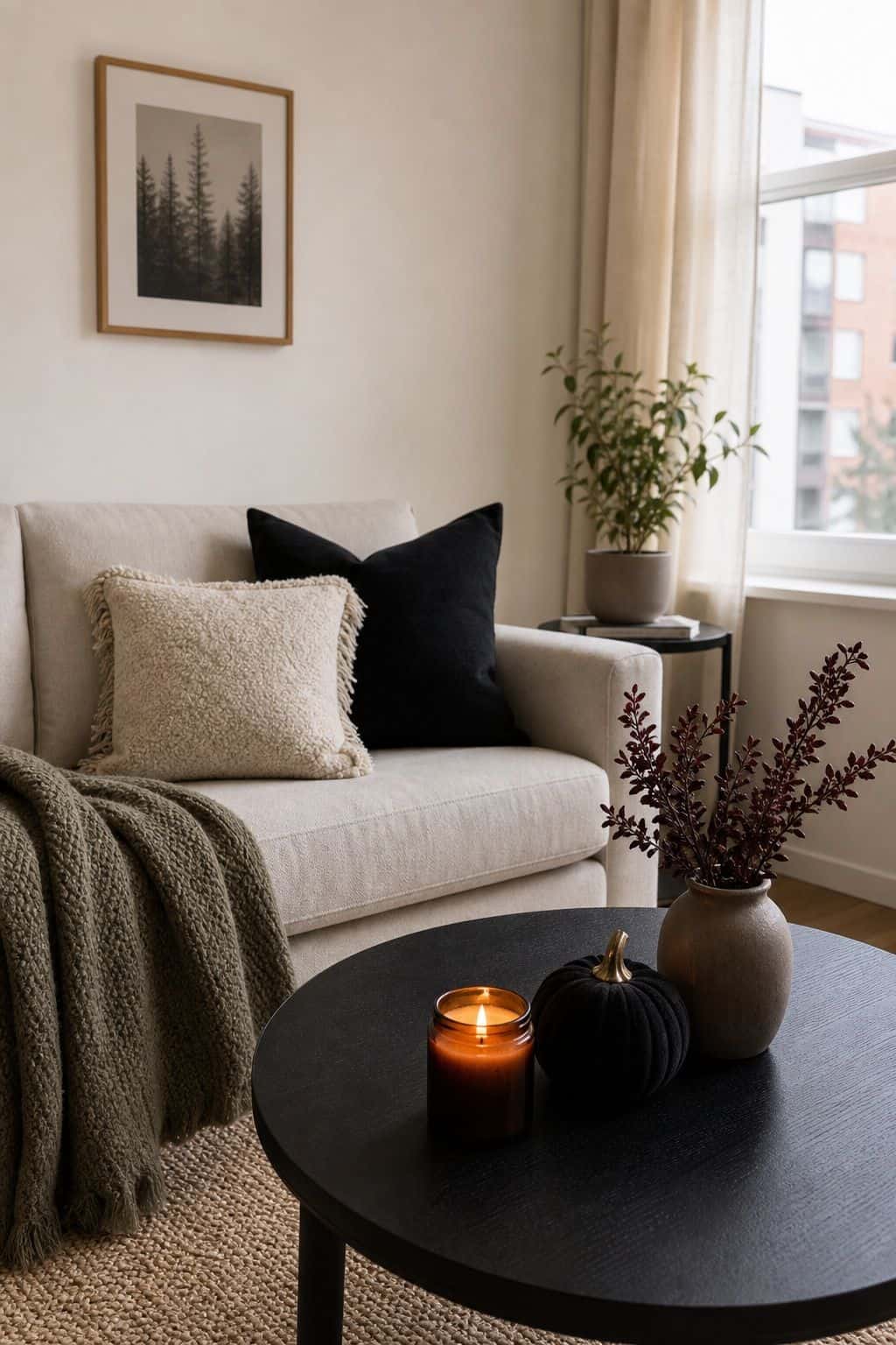 Keep It Cozy, Not Cluttered small apartment idea for Top 20 Halloween Living Room Decor Ideas for Small Apartments.
