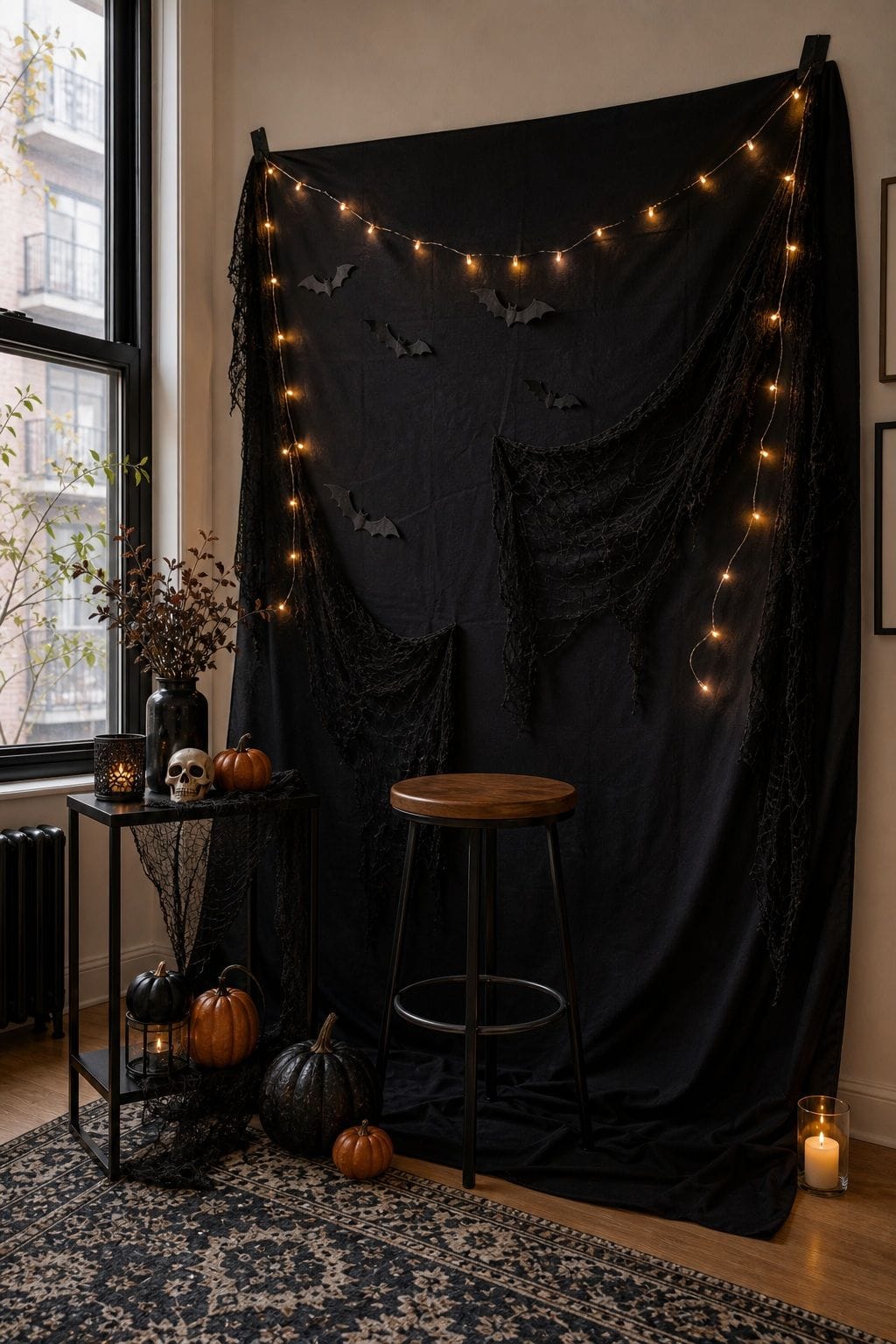 Add a Photo Backdrop or Booth small apartment idea for Top 21 Halloween Party Decor Ideas for Small Apartments.
