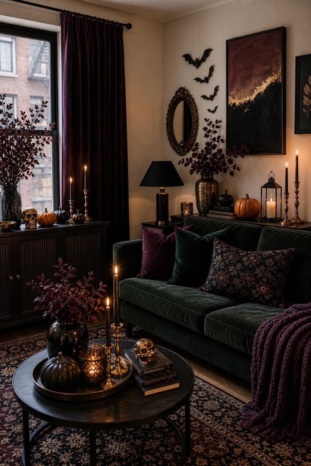 Use Deep Jewel Tones for Sophistication small apartment idea for Top 21 Halloween Party Decor Ideas for Small Apartments.