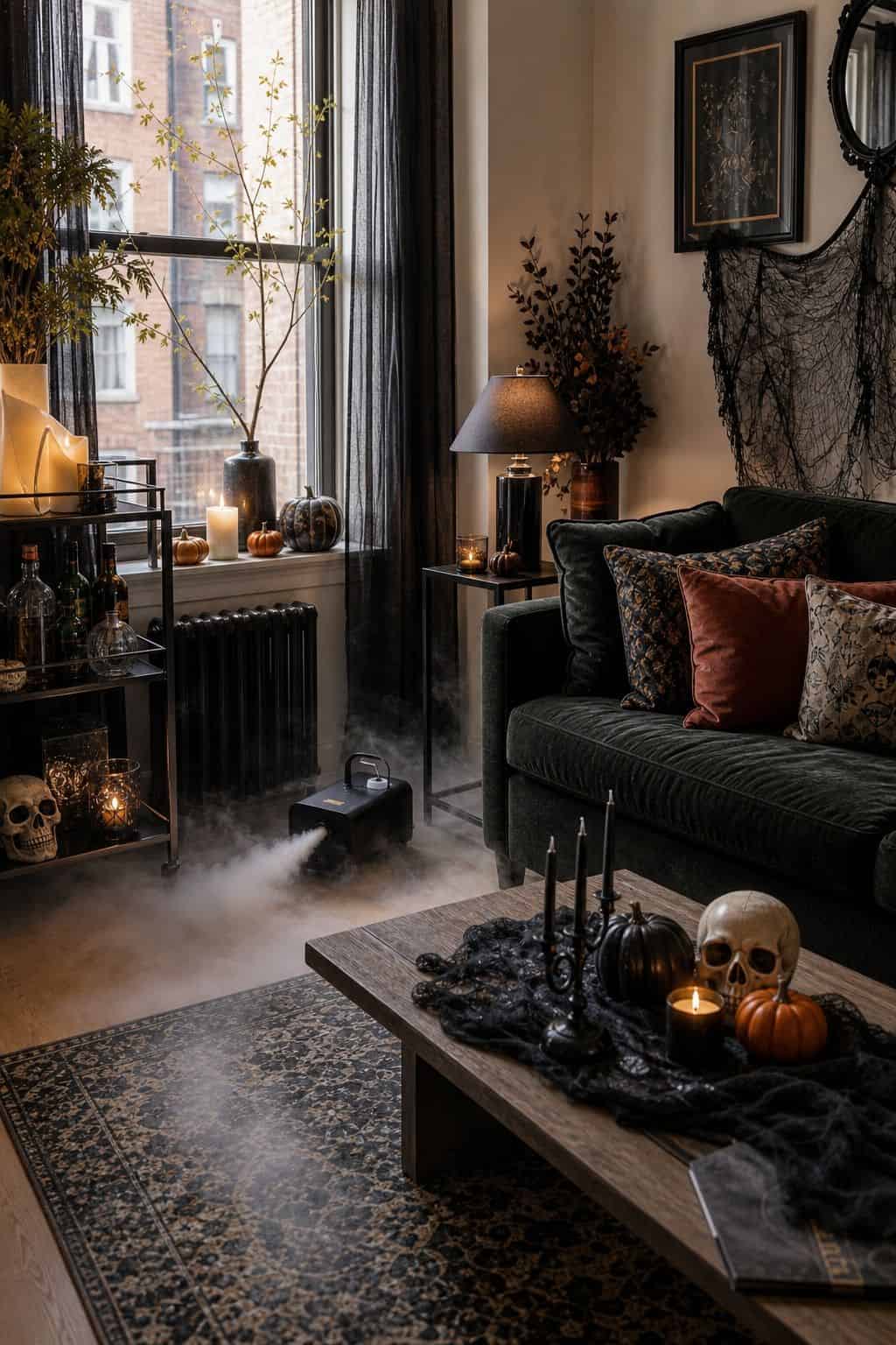 Add a Fog Machine for Immersive Mood small apartment idea for Top 21 Halloween Party Decor Ideas for Small Apartments.