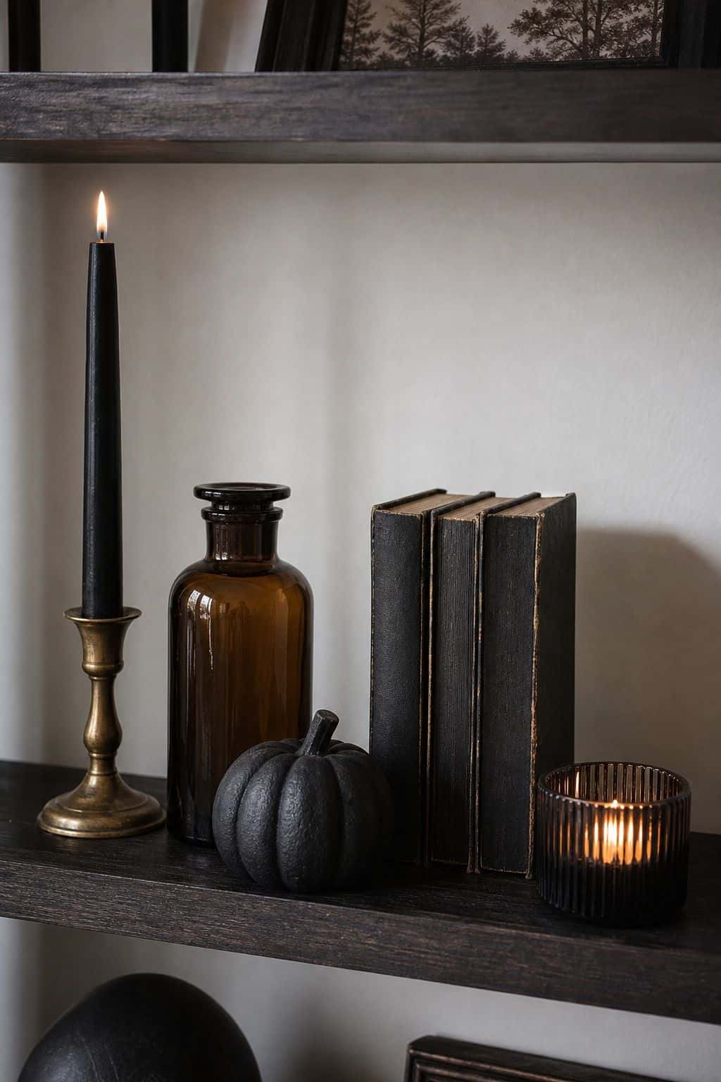 Vary the Object Heights Within Each Group small apartment idea for Top 16 Halloween Shelf Decor Ideas for Small Apartments.