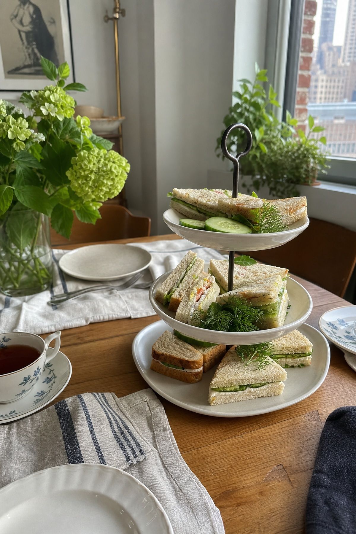 The Tea-Sandwich Tower small apartment idea for Top 17 Hosting Lunch Ideas for an Easy Afternoon Gathering.