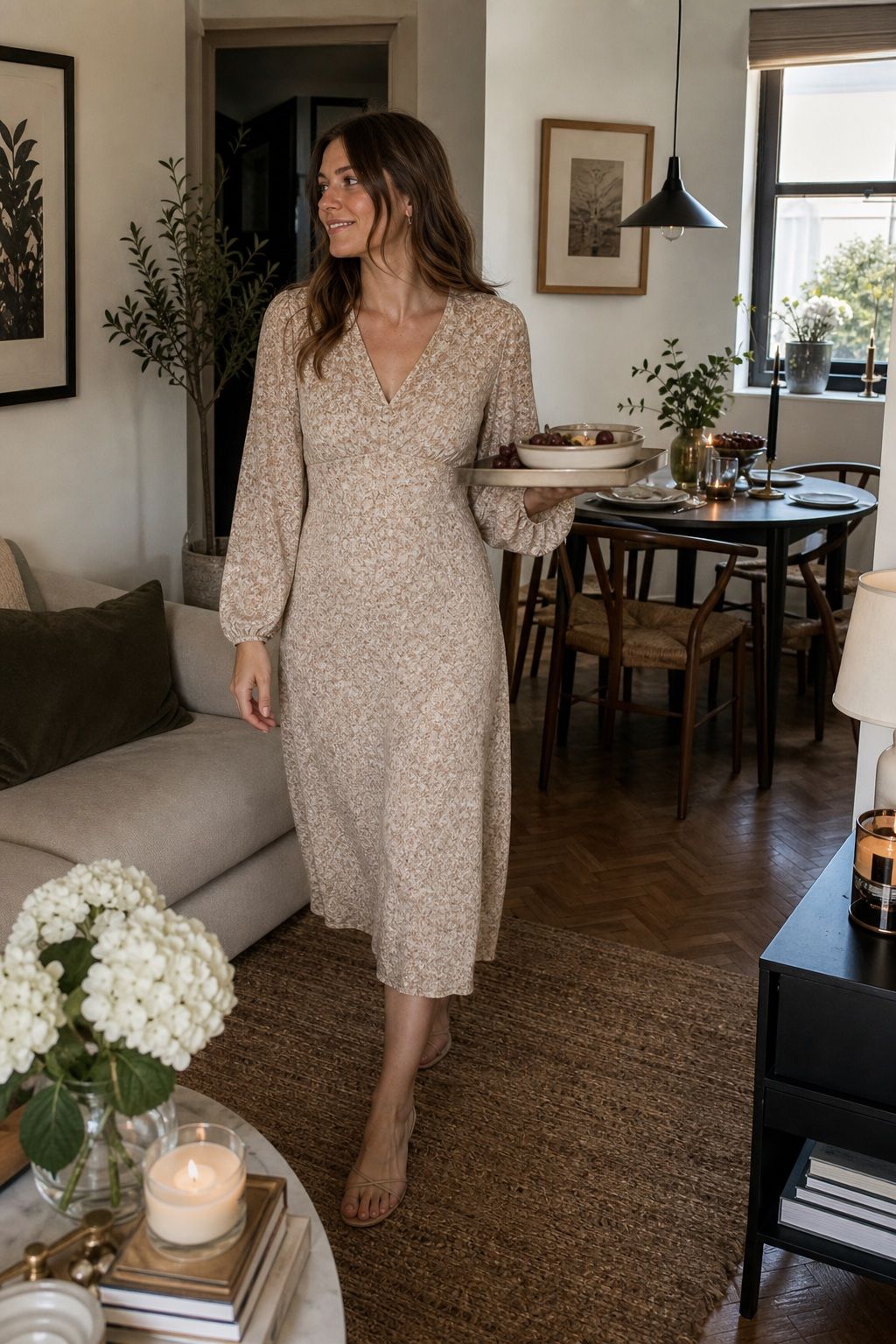 The Midi Dress with Sleeves small apartment idea for Top 17 Hosting Outfit Ideas That Look Pulled-Together and Feel Easy.