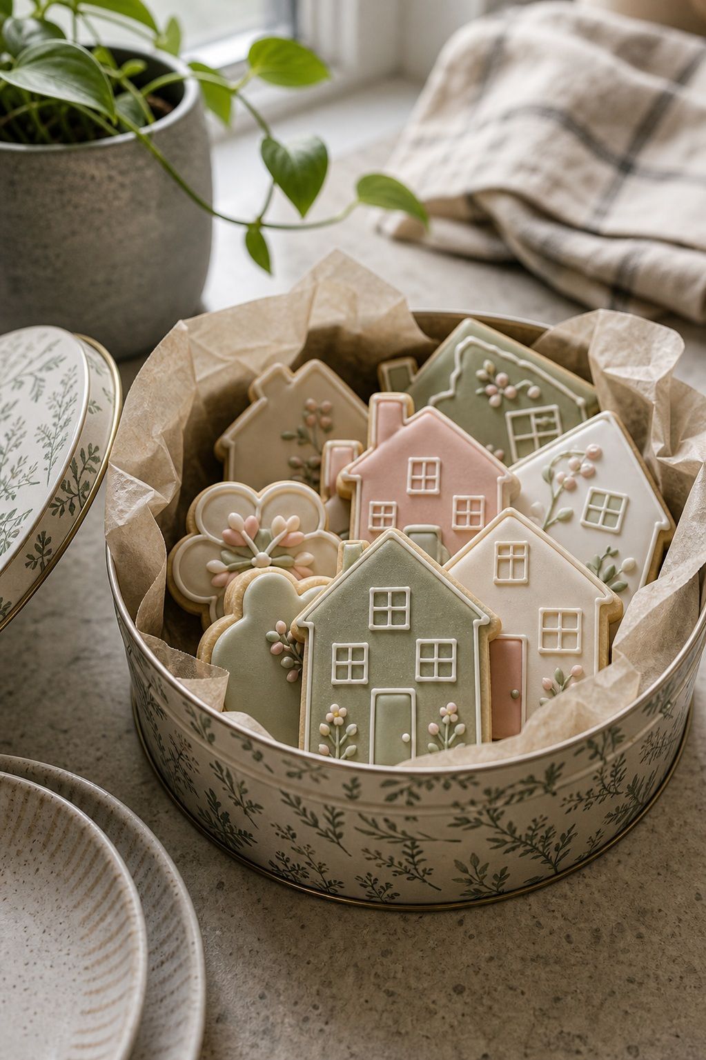 Decorative-Tin with Parchment small apartment idea for Top 16 Housewarming Cookies That Make the Sweetest Welcome Home Gift.