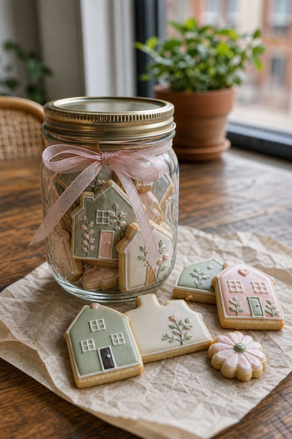 Mason-Jar with Ribbon small apartment idea for Top 16 Housewarming Cookies That Make the Sweetest Welcome Home Gift.