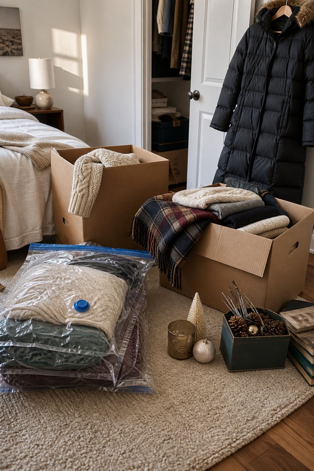 Off-Season Clothes and Decor small apartment idea for Your Complete Guide to Packing Up a House for Moving Room by Room.