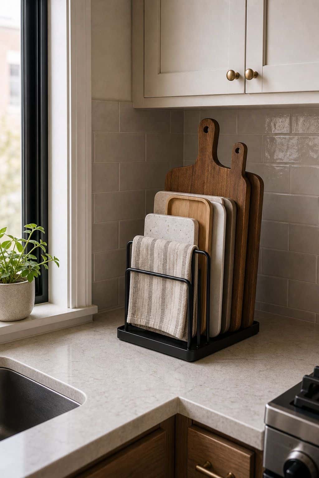 Vertical Organizer small apartment idea for Top 17 Kitchen Counter Corner Decor Ideas for Functional Beauty.