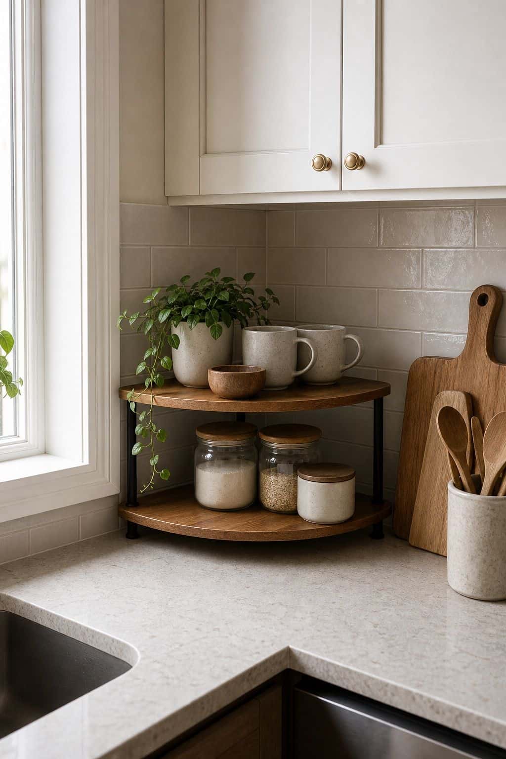 Canister Set small apartment idea for Top 17 Kitchen Counter Corner Decor Ideas for Functional Beauty.