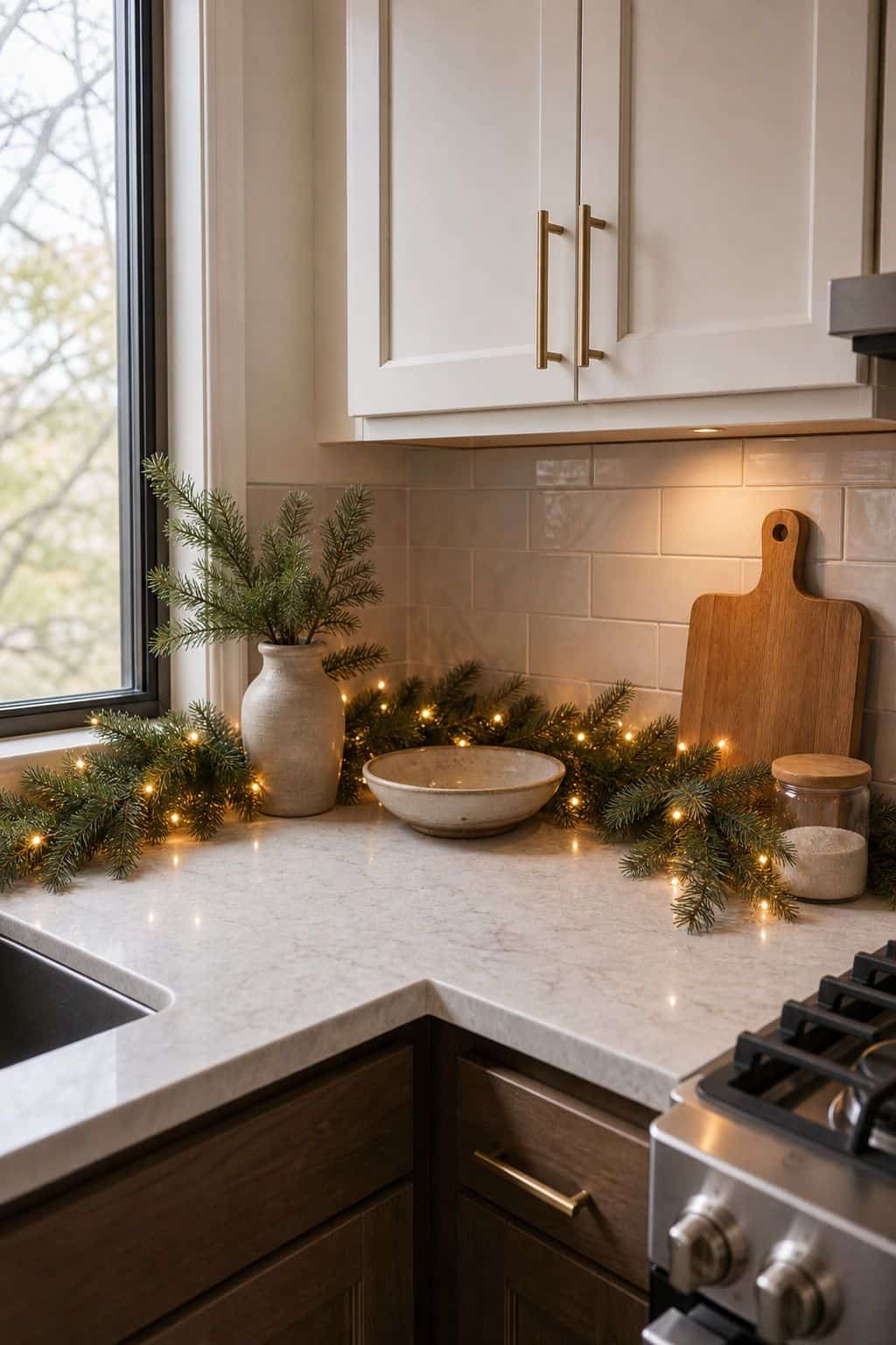 Holiday Garland small apartment idea for Top 17 Kitchen Counter Corner Decor Ideas for Functional Beauty.