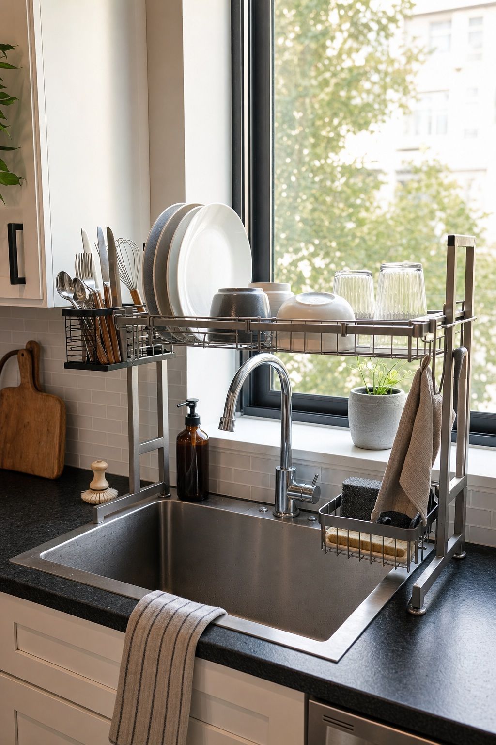 Expandable Over-Sink Dish Drying Rack small apartment idea for 15 Kitchen Decor Essentials From Amazon for a Beautiful, Functional Space.
