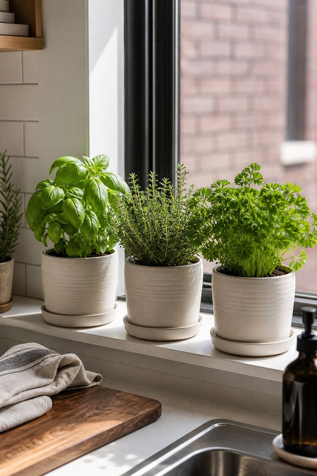 Ceramic Herb Garden Planter Set 3-Pots small apartment idea for 15 Kitchen Decor Essentials From Amazon for a Beautiful, Functional Space.