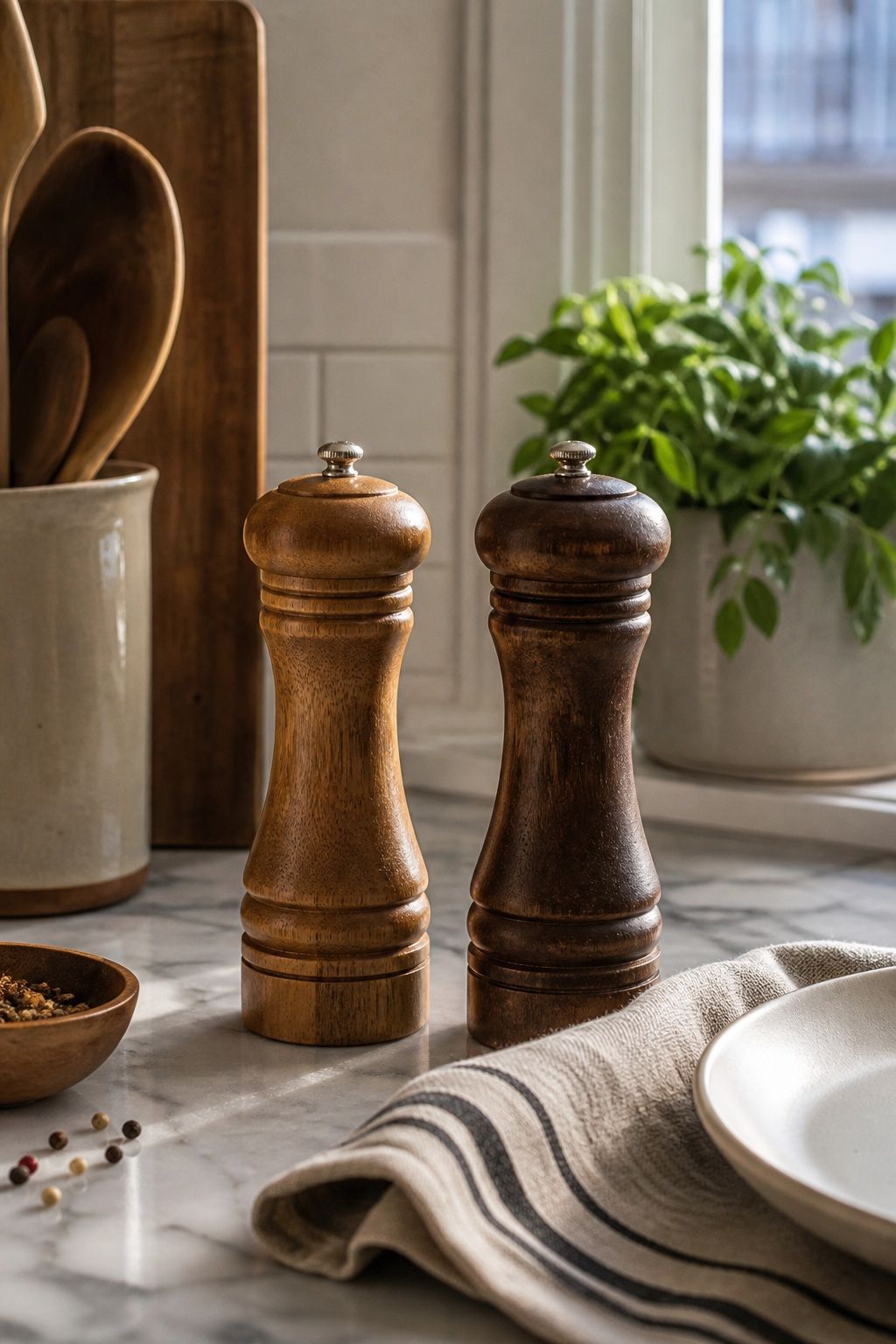 Peugeot Paris Salt and Pepper Grinder Set small apartment idea for 15 Kitchen Decor Essentials From Amazon for a Beautiful, Functional Space.