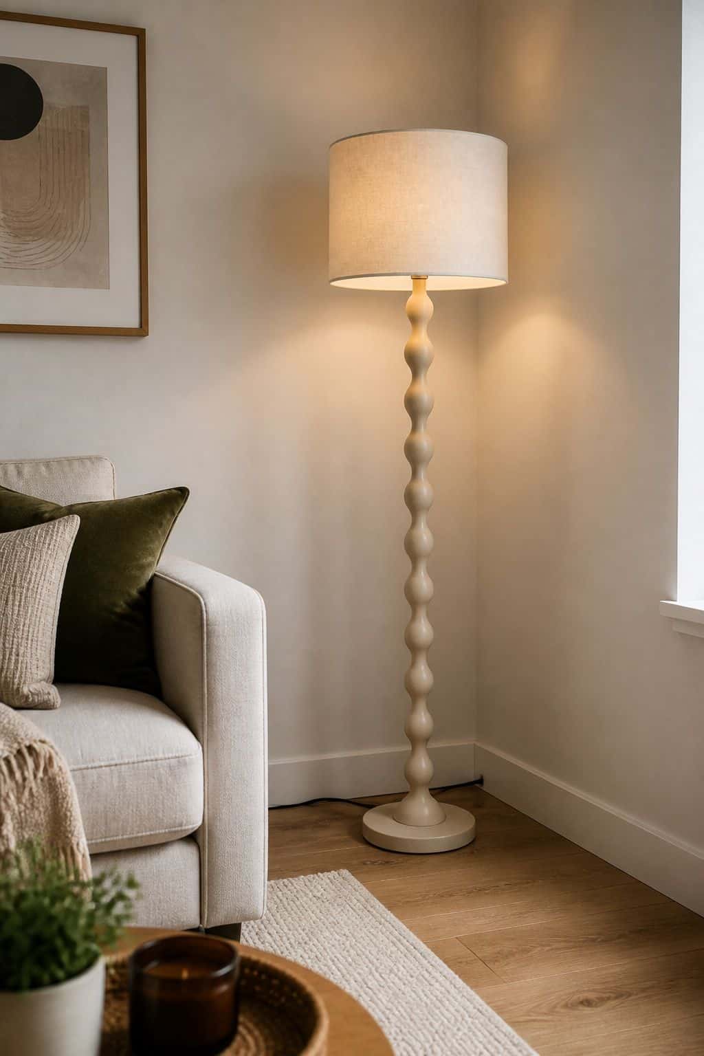 Sculptural Floor Lamp small apartment idea for Top 16 Living Room Corner Decor Ideas for Small Apartments.