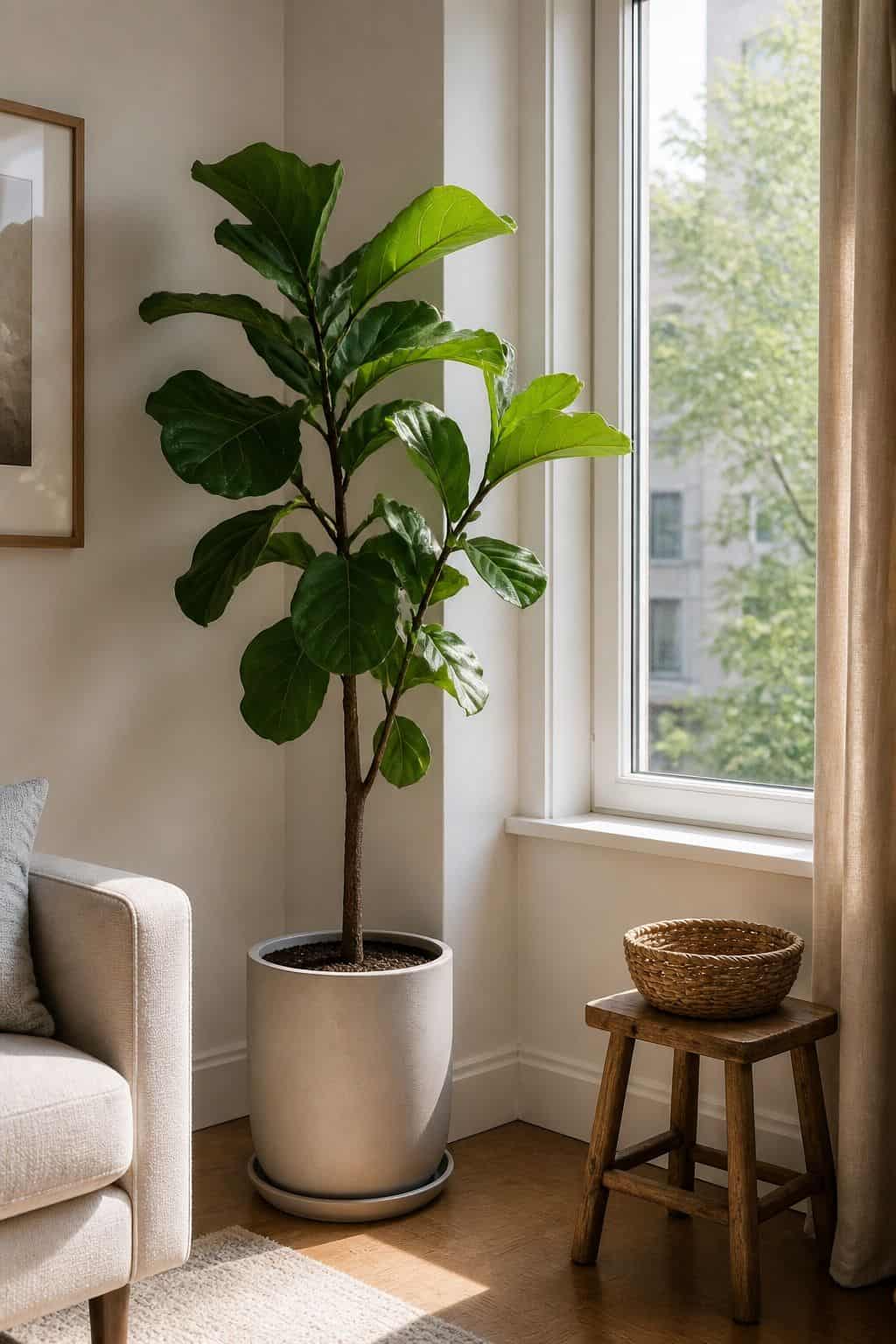 Plant by the Window small apartment idea for Top 16 Living Room Corner Decor Ideas for Small Apartments.