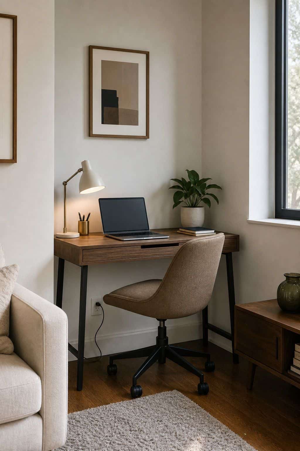 Home-Office Corner small apartment idea for Top 16 Living Room Corner Decor Ideas for Small Apartments.