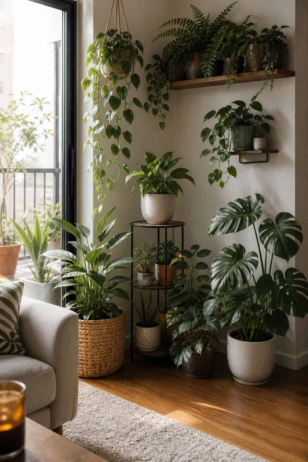 Plant Atrium small apartment idea for Top 16 Living Room Corner Decor Ideas for Small Apartments.