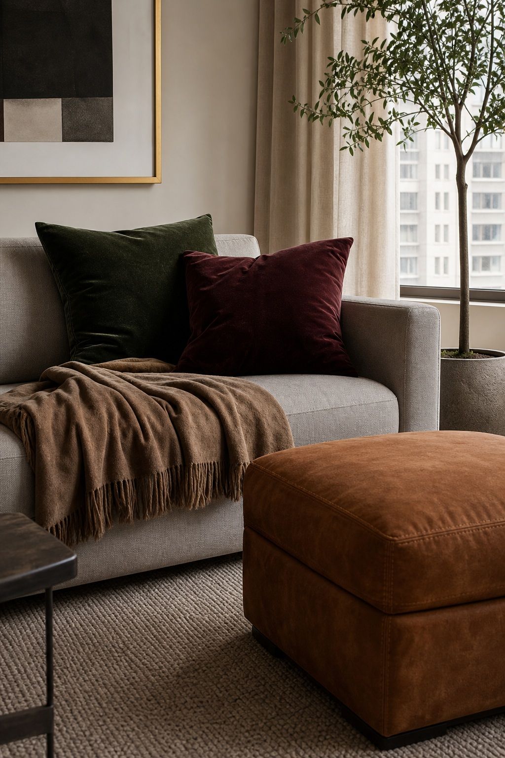Layer in Velvet and Suede Textures small apartment idea for Top 16 Moody Fall Decor Ideas for Small Apartments.