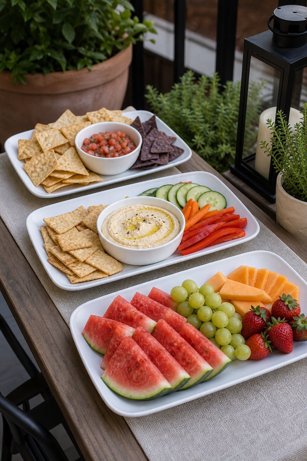 White Melamine Serving Platters Set of 3 small apartment idea for 20 Outdoor Entertaining Essentials From Amazon for Your Next Summer Party.