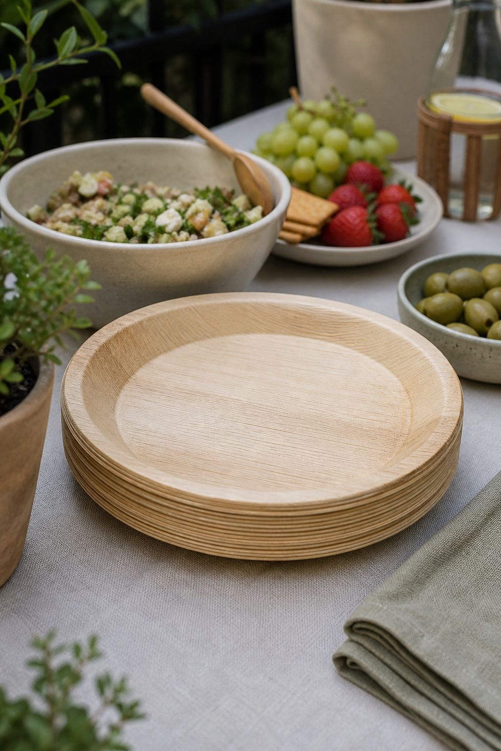 Compostable Bamboo Plates 9-inch Set of 100 small apartment idea for 20 Outdoor Entertaining Essentials From Amazon for Your Next Summer Party.