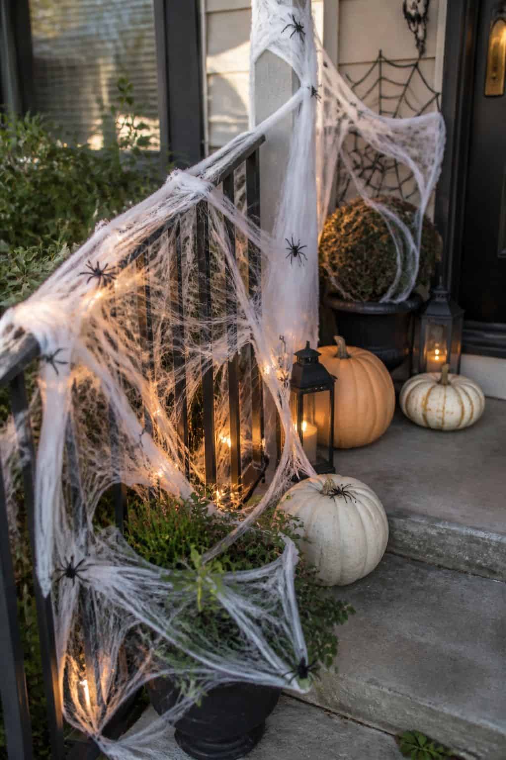 Create a Spider Web Lair small apartment idea for Top 20 Outdoor Halloween Decor Ideas to Transform Your Yard.