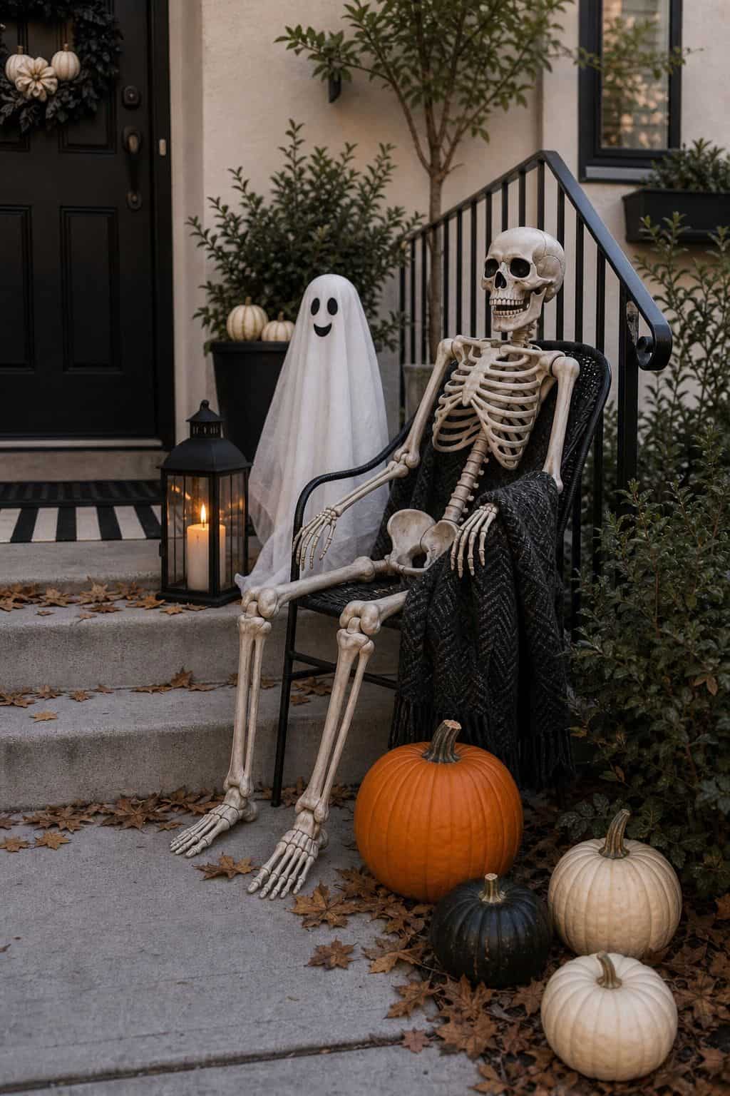 Add Eerie Skeletons and Figures small apartment idea for Top 20 Outdoor Halloween Decor Ideas to Transform Your Yard.