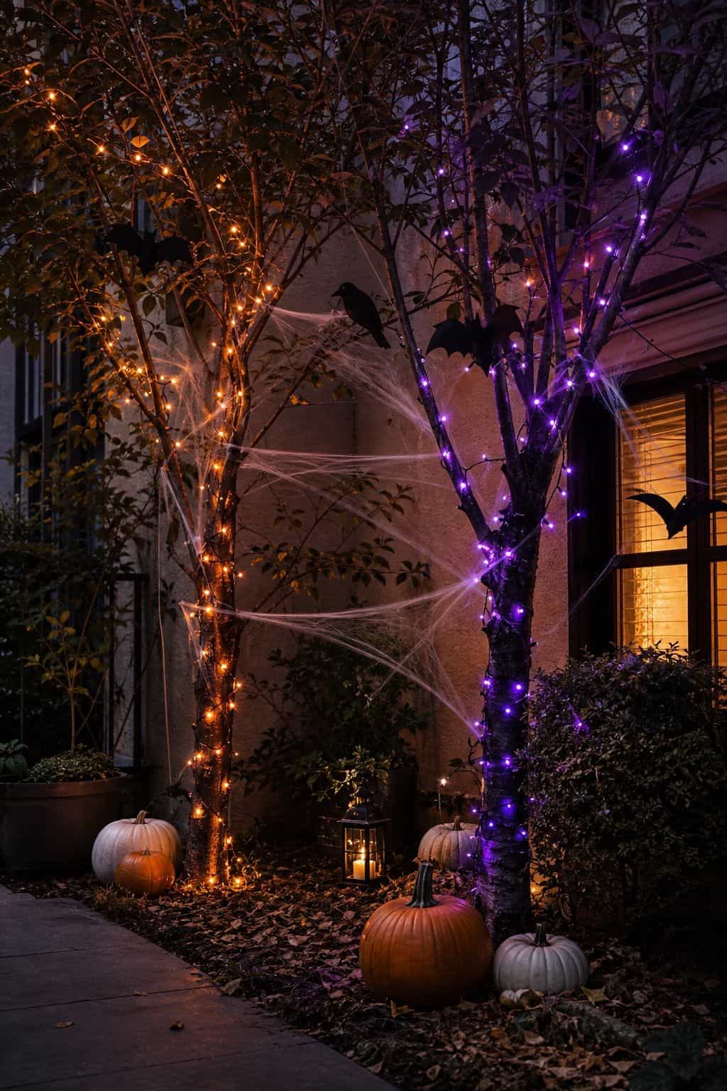 Build a Haunted Forest With Lit Trees small apartment idea for Top 20 Outdoor Halloween Decor Ideas to Transform Your Yard.