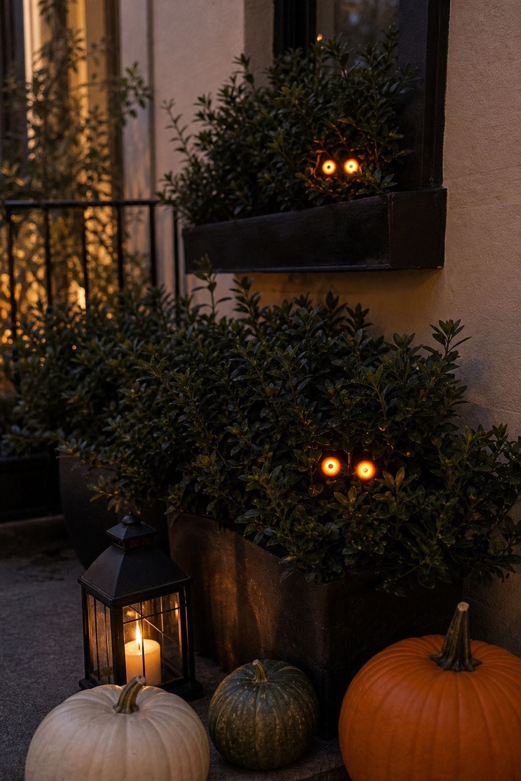 Create Glowing Eyes in the Bushes small apartment idea for Top 20 Outdoor Halloween Decor Ideas to Transform Your Yard.