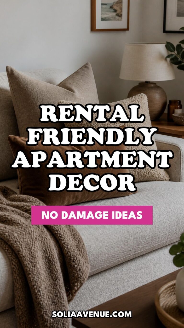 Pinterest pin for Top 18 Rental-Friendly Apartment Decor Ideas That Won't Cost Your Security Deposit from Solia Avenue.