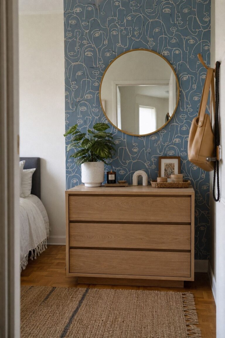 Removable Peel-and-Stick Wallpaper small apartment idea for 20 Renter-Friendly Apartment Upgrades That Don't Require Landlord Approval.