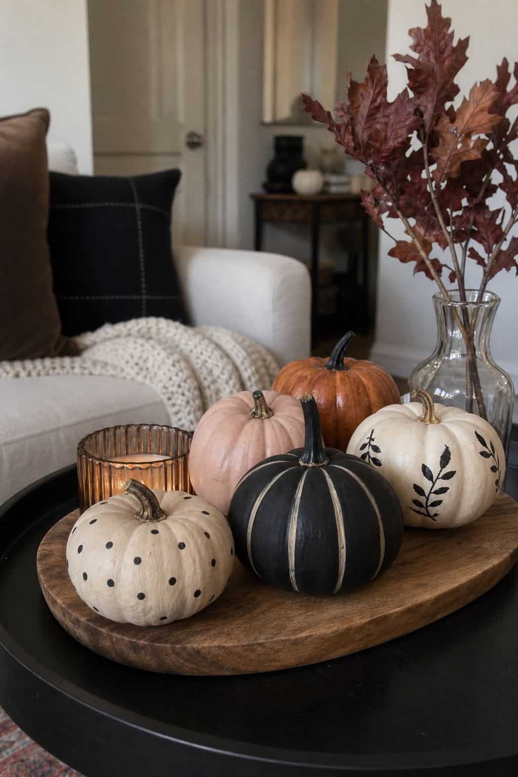 Decorate With Painted Dollar-Store Pumpkins small apartment idea for Top 19 Simple Halloween Decor Ideas for Small Apartments.