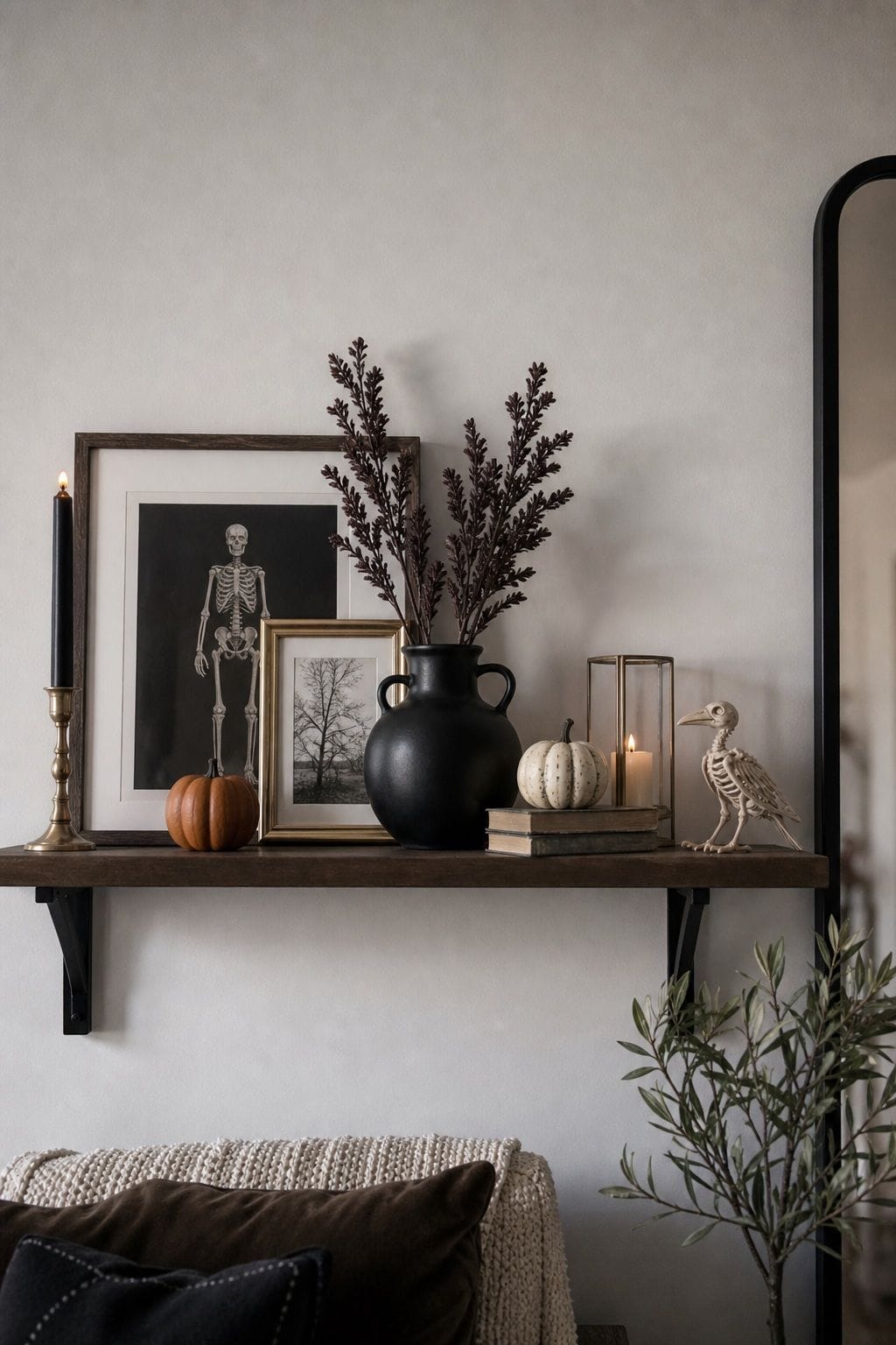 Style a Small Shelf or Mantel Vignette small apartment idea for Top 19 Simple Halloween Decor Ideas for Small Apartments.