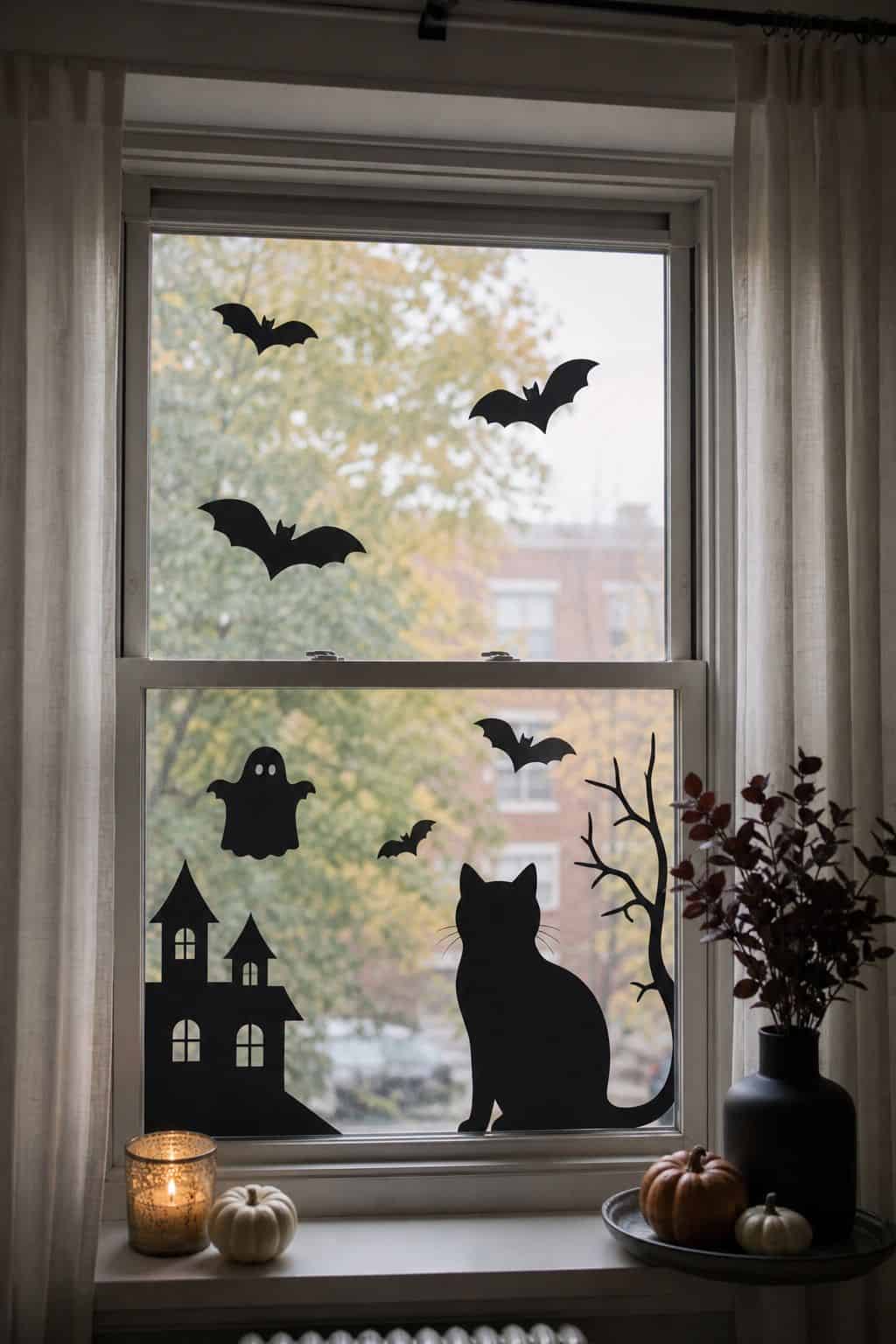 Add Window Silhouettes small apartment idea for Top 19 Simple Halloween Decor Ideas for Small Apartments.