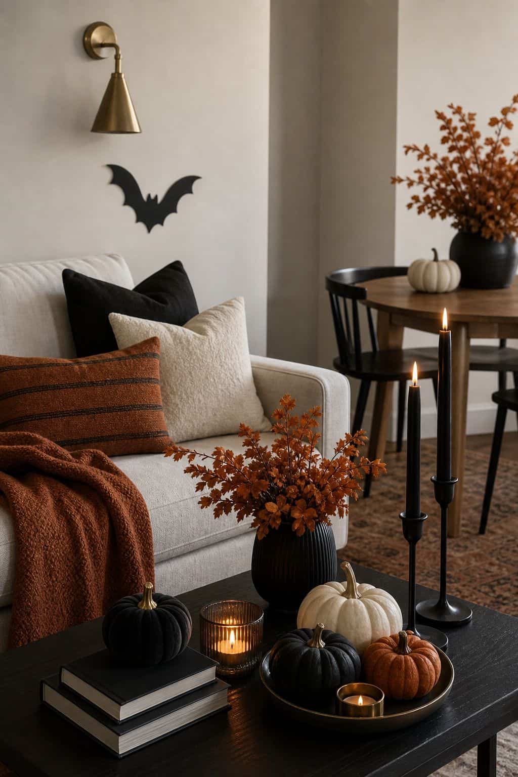 Use a Tight, Easy Color Palette small apartment idea for Top 19 Simple Halloween Decor Ideas for Small Apartments.