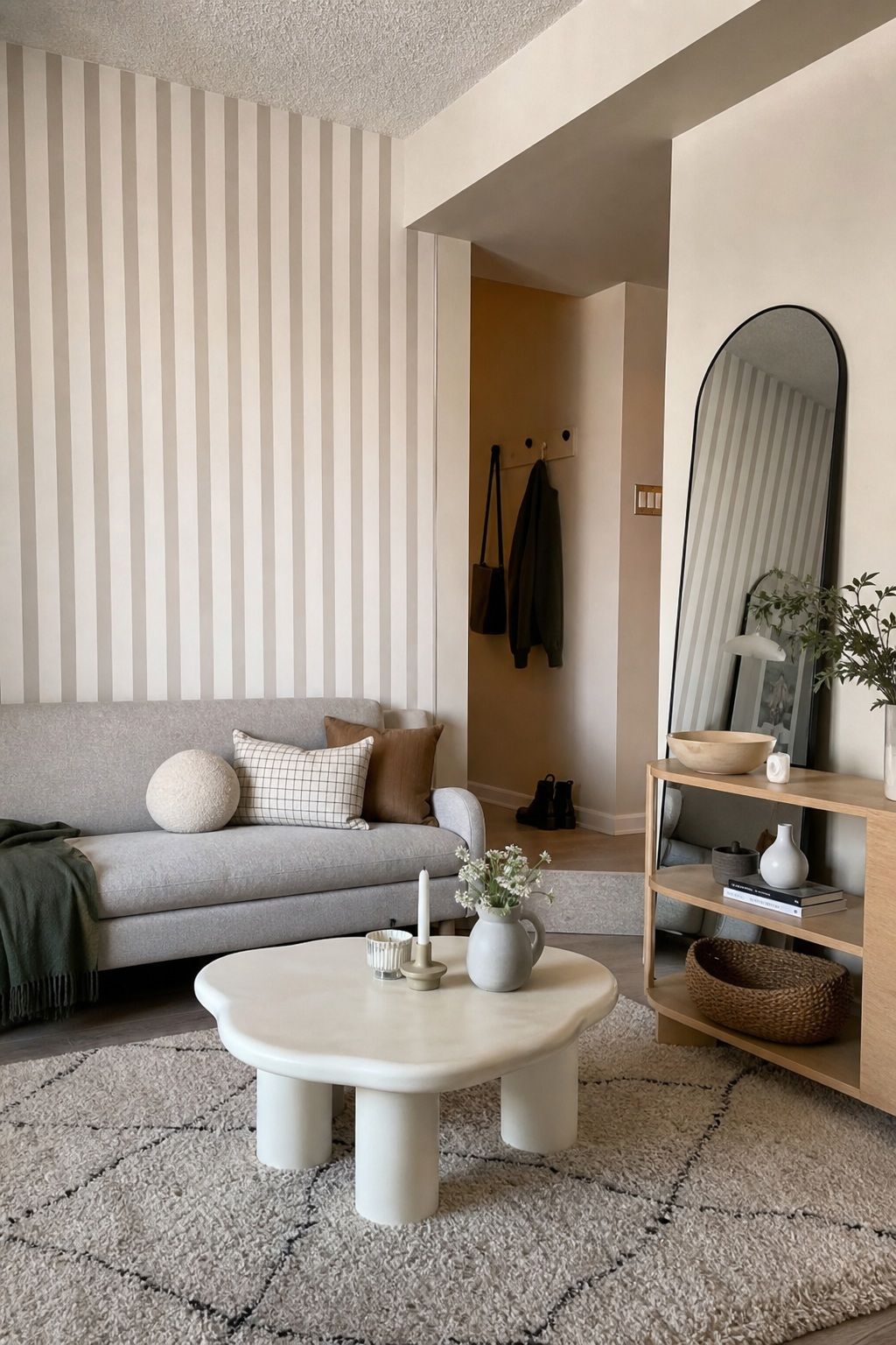 Try a Vertical Stripe to Make the Ceiling Feel Higher small apartment idea for Top 17 Small Apartment Accent Wall Ideas That Add Drama Without the Damage.