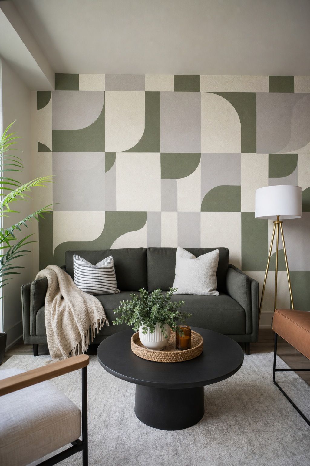 Pick a Removable Geometric Pattern for a Modern Look small apartment idea for Top 17 Small Apartment Accent Wall Ideas That Add Drama Without the Damage.