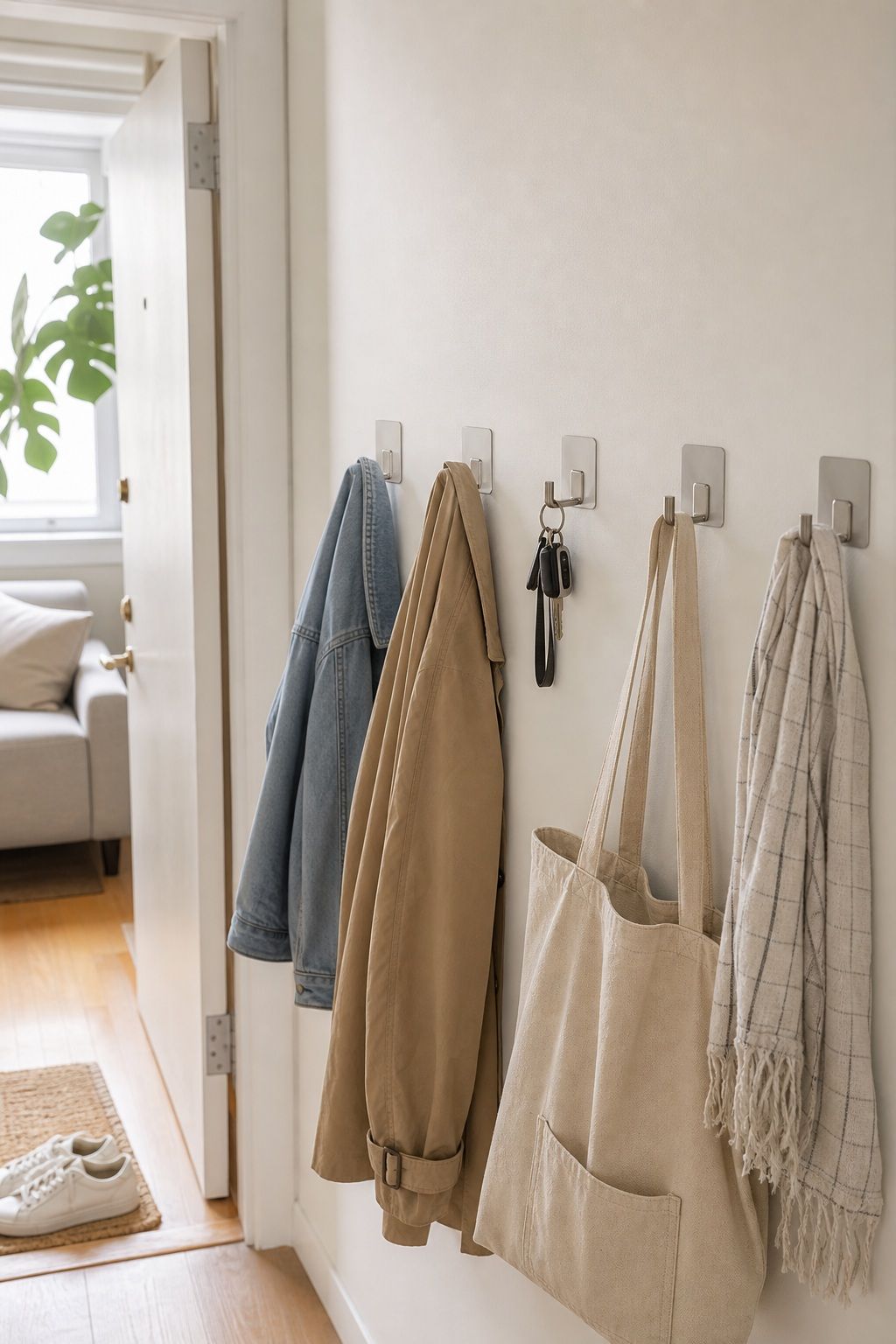 Adhesive Coat Hooks small apartment idea for 25 Small Apartment Essentials From Amazon That Actually Make Small Spaces Work.