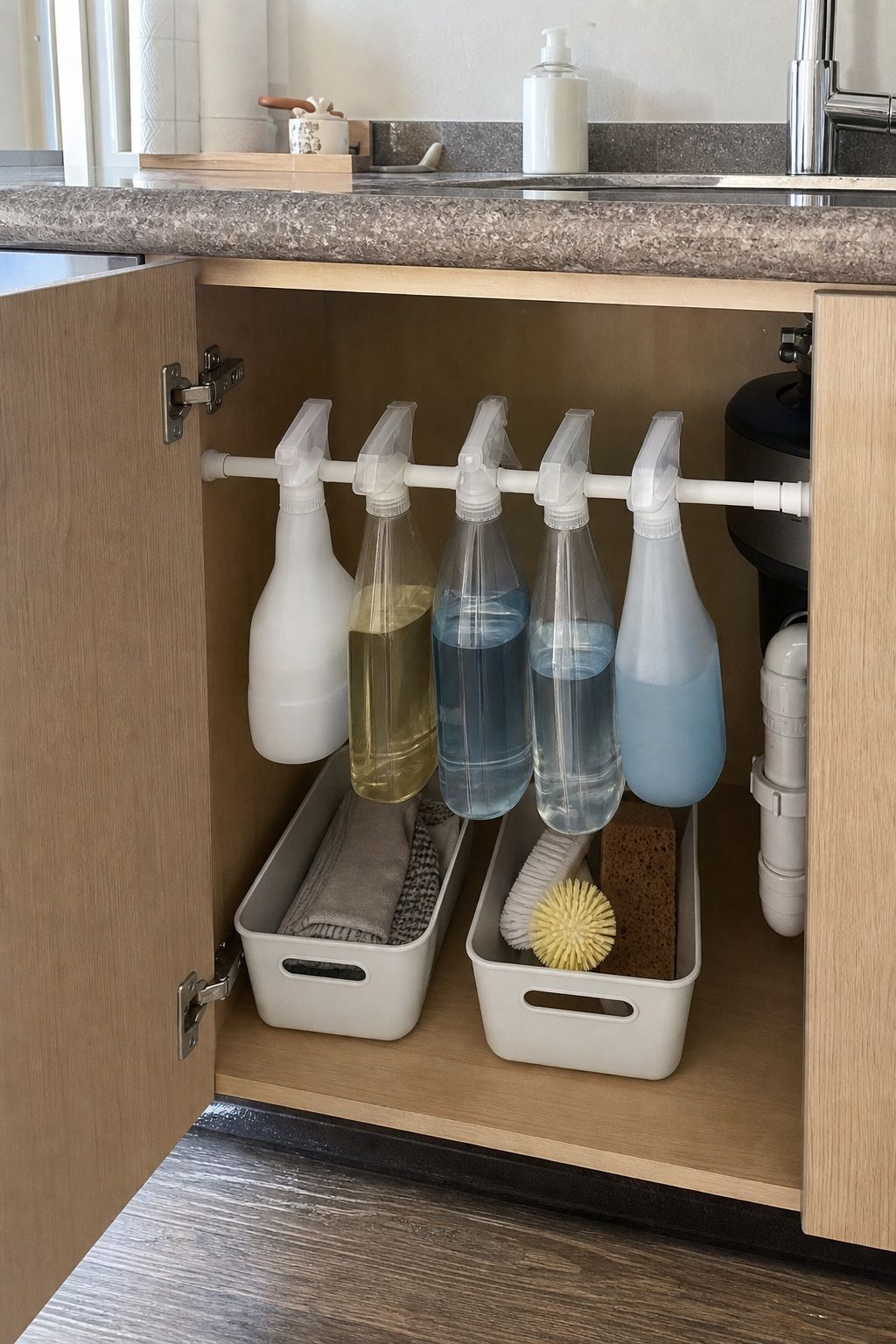 Tension Rod Cabinet Organizer small apartment idea for 25 Small Apartment Essentials From Amazon That Actually Make Small Spaces Work.