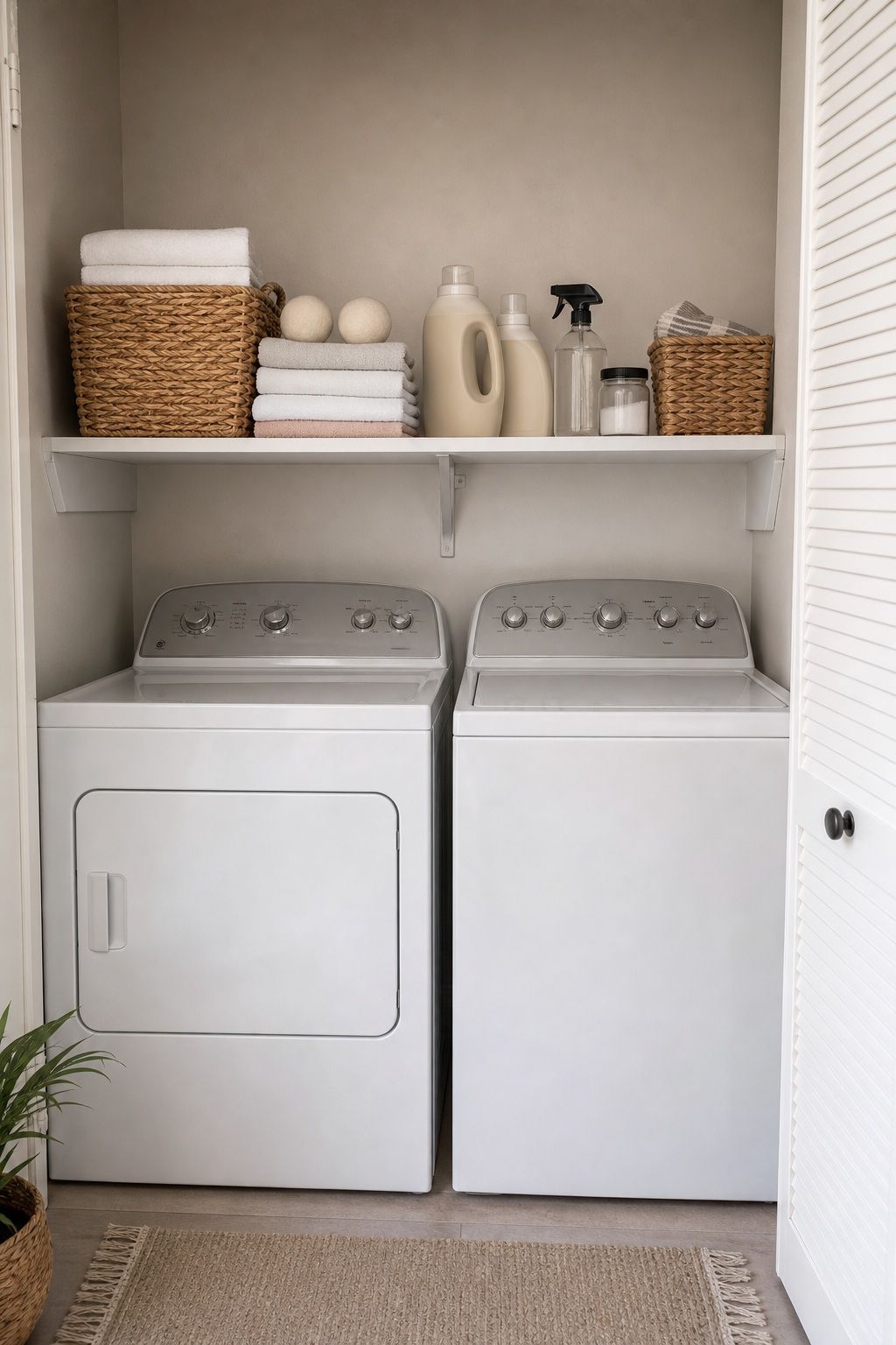 Washer/Dryer Laundry Shelf small apartment idea for 25 Small Apartment Essentials From Amazon That Actually Make Small Spaces Work.