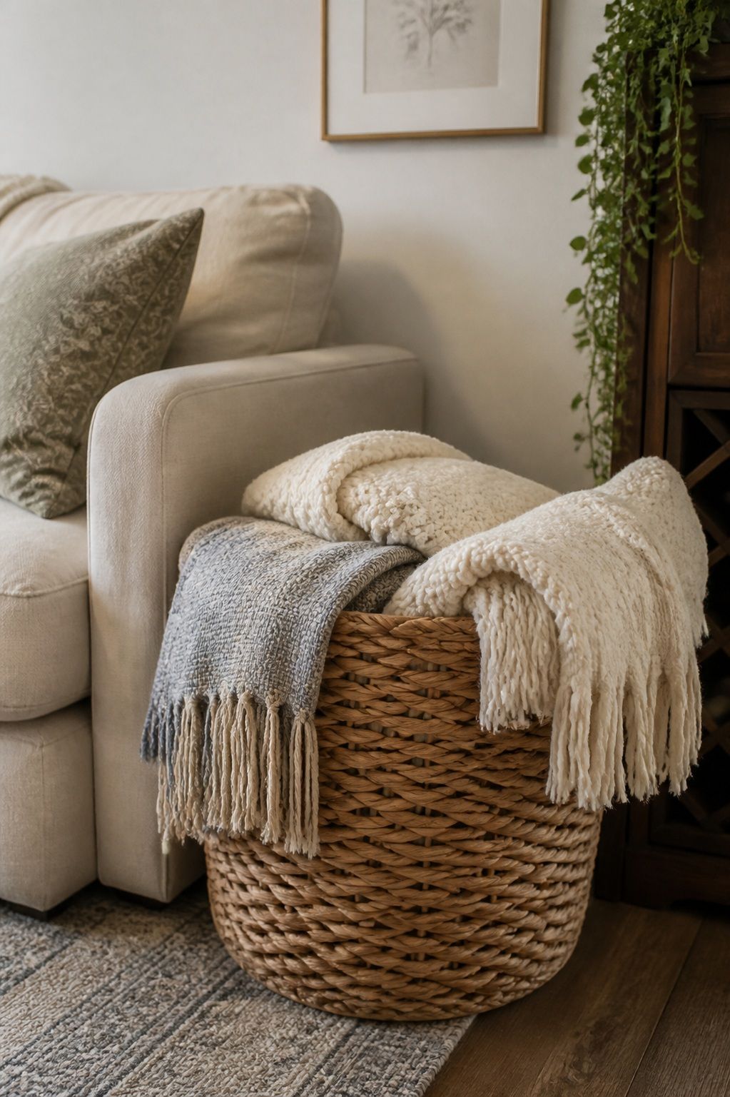 Woven Throw Blanket Basket small apartment idea for 25 Small Apartment Essentials From Amazon That Actually Make Small Spaces Work.