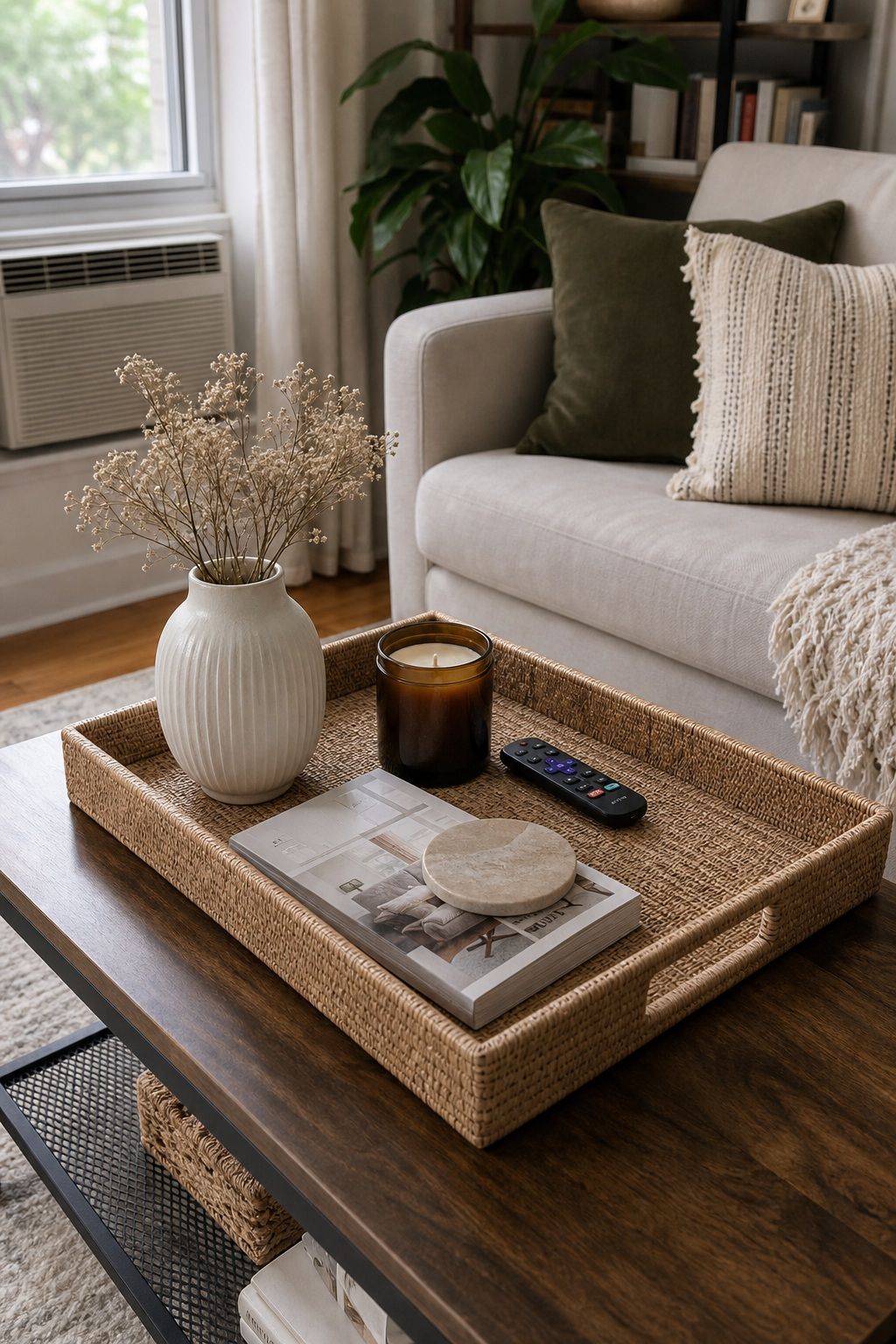 Decorative Coffee Table Tray small apartment idea for 25 Small Apartment Essentials From Amazon That Actually Make Small Spaces Work.