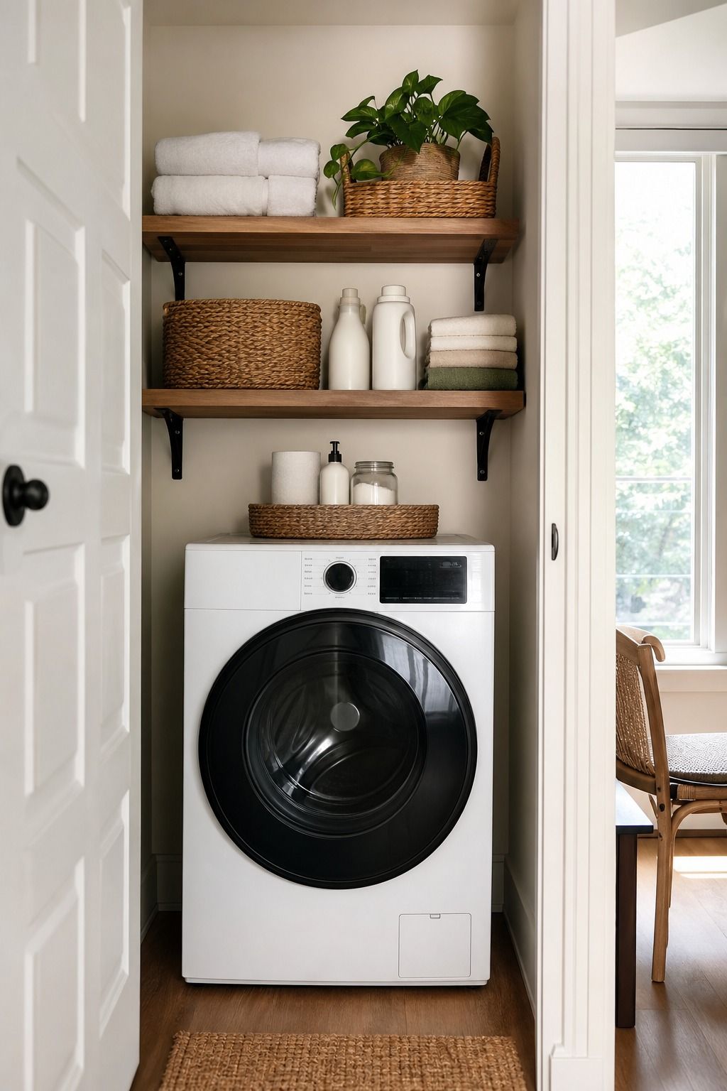 Over-Machine Floating Shelves small apartment idea for Top 15 Small Apartment Laundry Room Ideas That Make Wash Day So Much Easier.