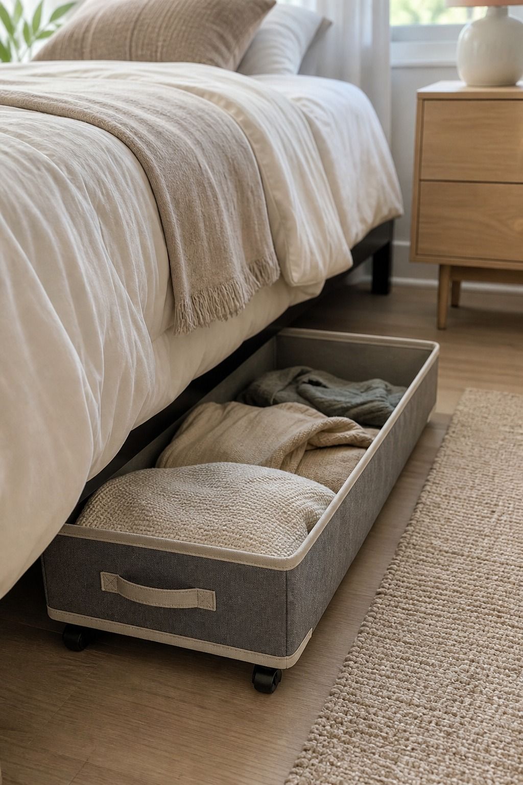 Under-Bed Hamper for Bedrooms small apartment idea for Top 15 Small Apartment Laundry Room Ideas That Make Wash Day So Much Easier.