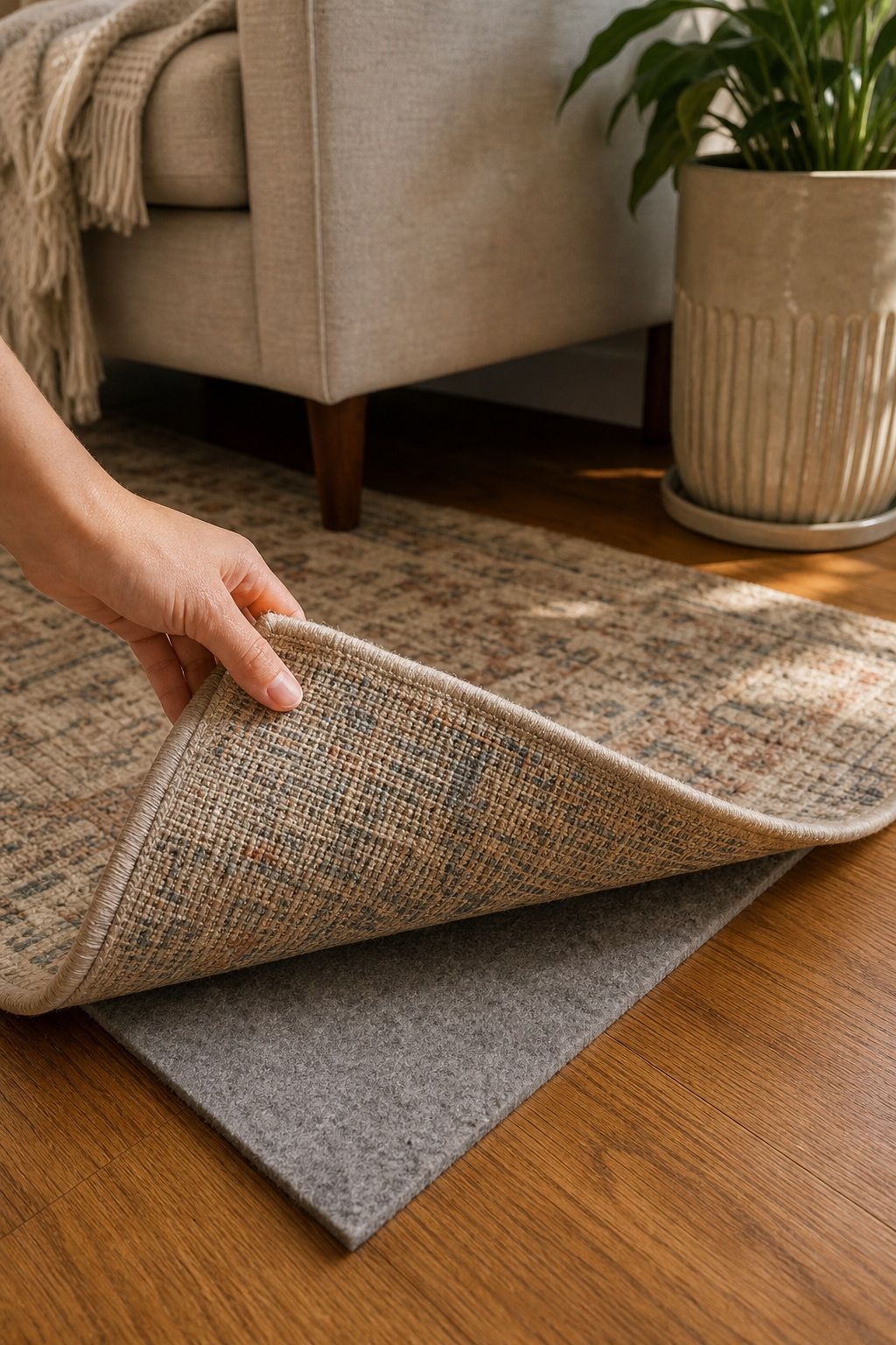 Use Rug Pads to Prevent Slipping and Add Cushion small apartment rug idea for Top 17 Small Apartment Rug Ideas That Define Your Space Without Overwhelming It.