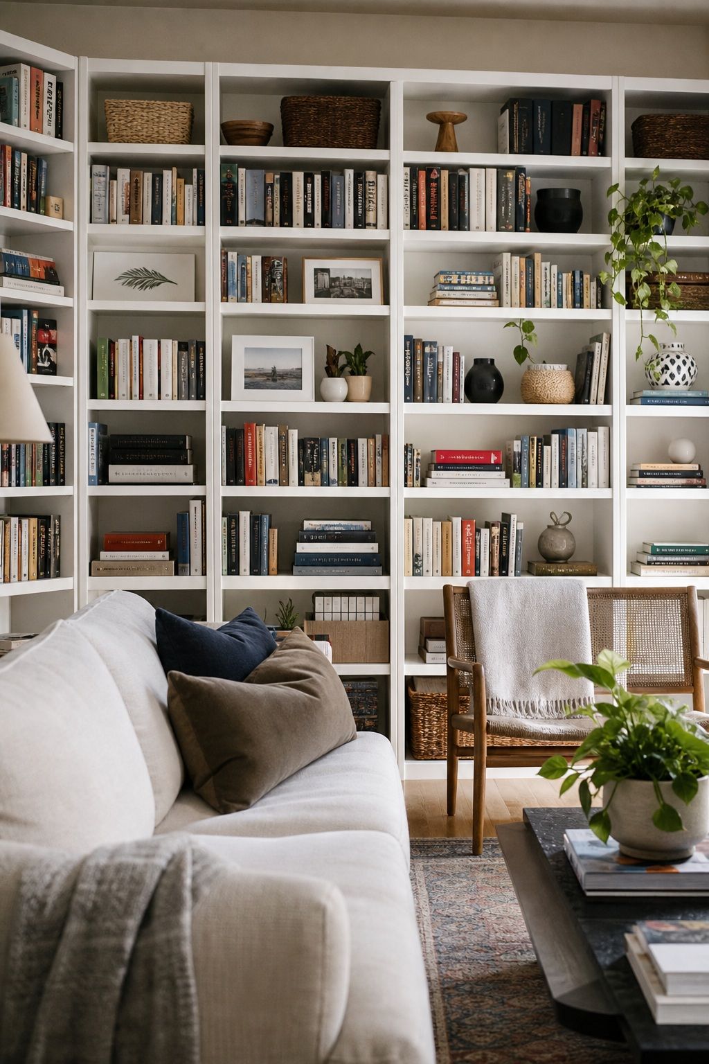 Vary Height Across the Whole Shelf small apartment idea for Top 15 Small Apartment Shelf Decor Ideas That Look Styled, Not Cluttered.