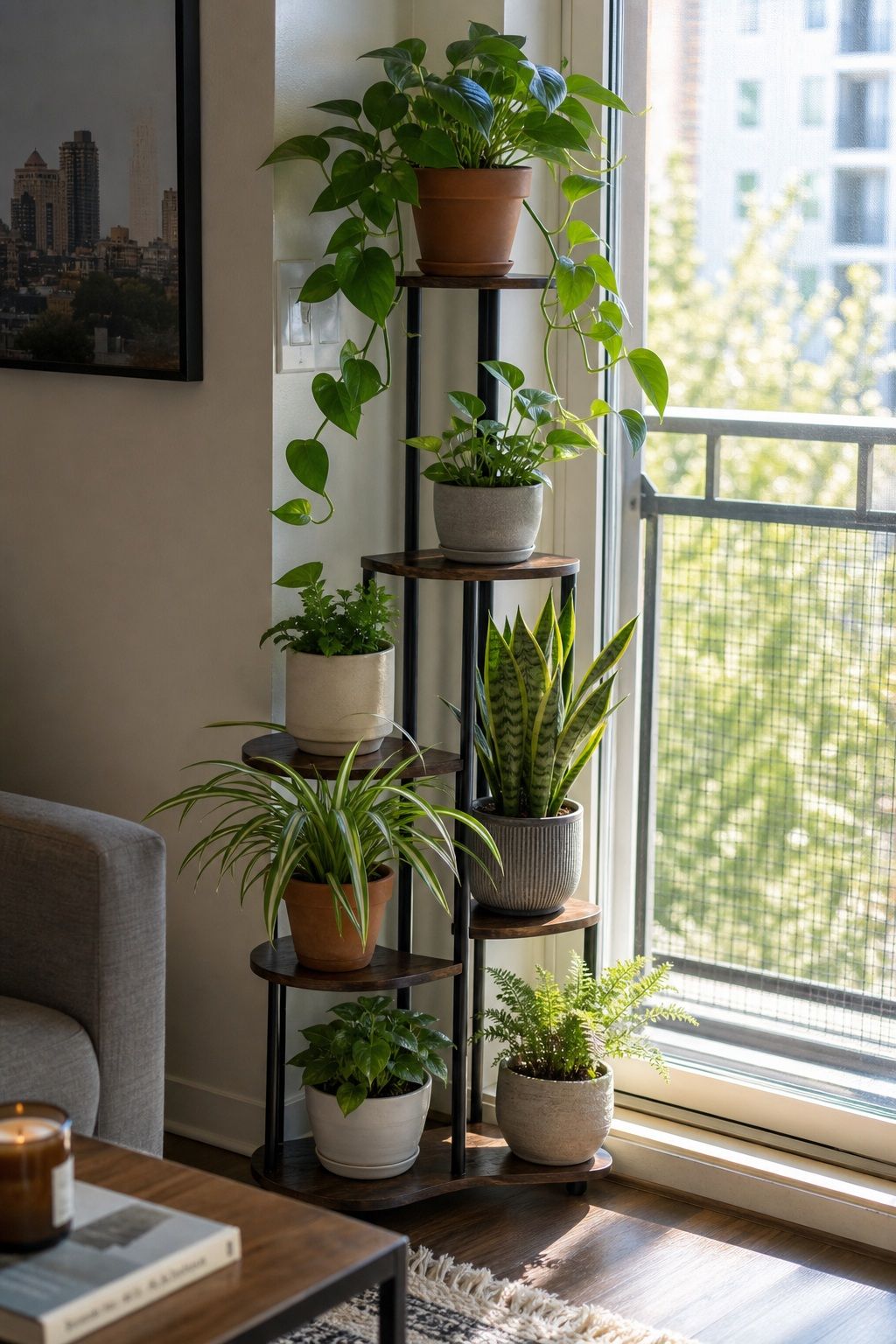Plants, Real and Dried small apartment idea for Top 15 Small Apartment Shelf Decor Ideas That Look Styled, Not Cluttered.